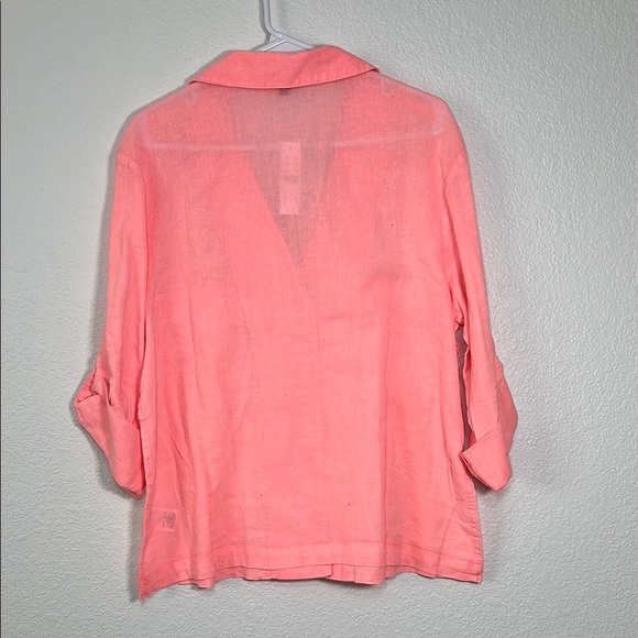 J. Crew Linen Blend Pink Button-Up Blouse - Picture 2 of 6